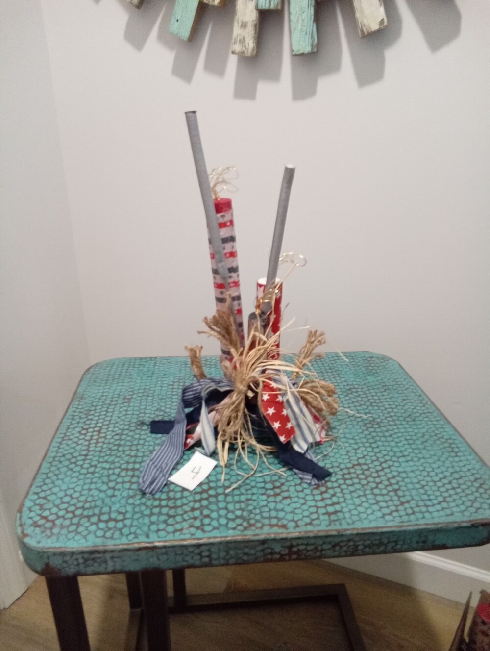 Patriotic Handmade Firecrackers-Red,White & Blue Rustic Americana Shelf Sitter